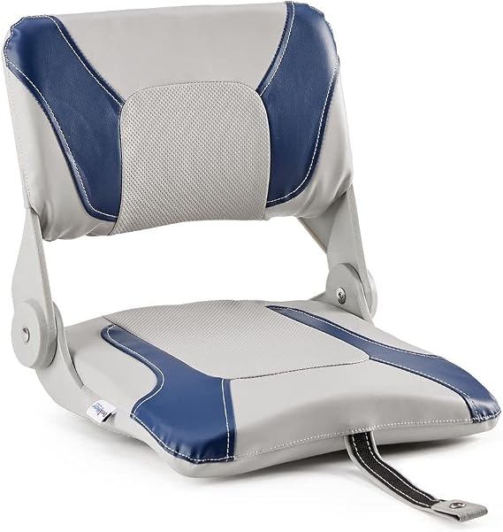 DeckMate Compact Folding Fishing Seat - Gray and Blue