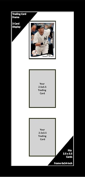 Creative Picture Frames 6x14-inch 3 Opening Vertical Manhattan Black Card Holder With White Matting to Display 2.5" x 3.5" Trading Cards