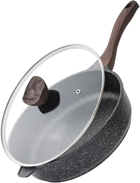 Kordisen Nonstick Deep Frying Pan Skillet with Lid, 10 Inch