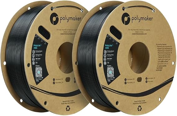 Polymaker ABS Filament Bundle Black*2 2KG 1.75mm, Heat Resistant | High Toughness, Impact-Resistance, Low Odor, 3D Printer Filament for Most FDM Printers, Dimensional Accuracy +/- 0.03mm