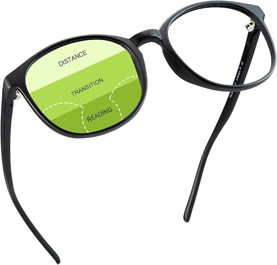 Progressive Multifocal Presbyopic Glasses, Photochromic Gray Sunglasses