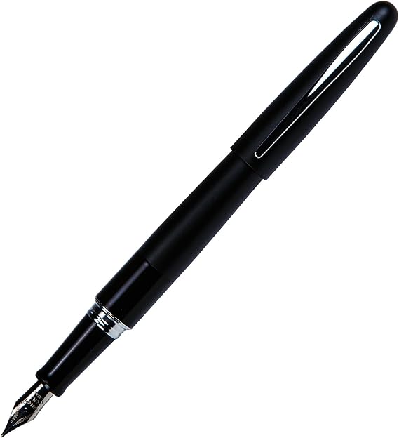 Pilot Metropolitan Fountain Pen, Black Barrel, Classic Design, Medium Nib, Blue/black Ink, 1 Pen with 12 Refill Cartridges