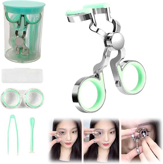 Contact Lens Applicator Tool,Color Contact Lenses Wearing Aids,Contacts Lens Helper,Eye Contact Removal Tweezers,Eye Opener With Contact Lens Case,Contact Lenses Remover And Insertion Tool (Green)