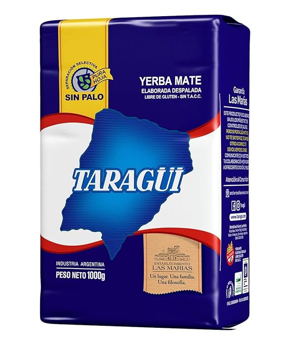 Taragui Yerba Mate No Stems, 1kg - 2.2 lbs (Blue Pack)