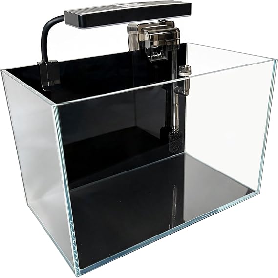 2.5 Gallon Fish Tank Starter Kits, with Led Light, Filter Pump, Cover, Small Fish Tank Betta Aquarium (30x18x20CM)