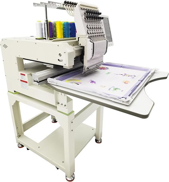 Banfluxion Automatic Embroidery Machine 15 Needle Commercial Embroiderer for Flat and Hat Embroidery Single Head 400*600mm Area 1000 Stitches/Minute 110V-220V