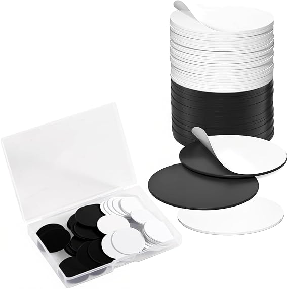 Origin-Joy 30 PCS NFC Tags, NTAG215 Blank Waterproof 25mm Round Coin NFT Chips with Adhesive, Programmable & Rewritable, Compatible with Amiibo, TagMo, iOS & Android Devices (White & Black)