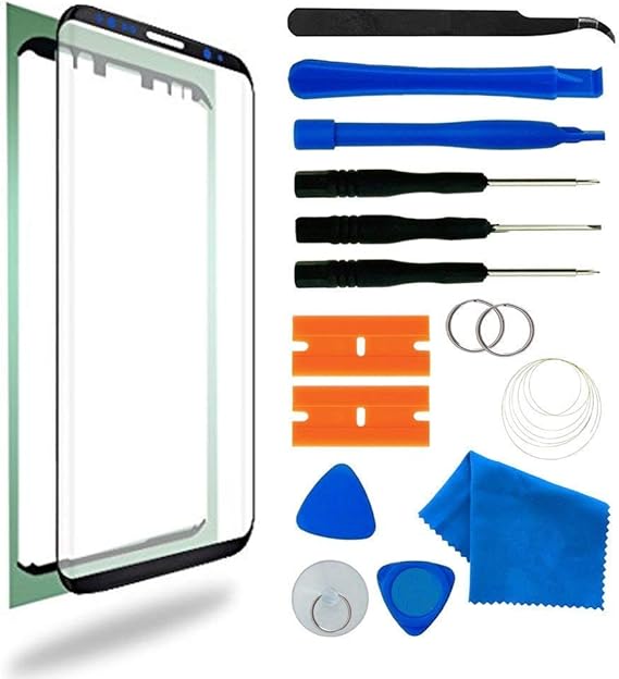 Original Galaxy S8 Screen Replacement, Front Outer Lens Glass Screen Replacement Repair Kit for Samsung Galaxy S8 G950 Series (Galaxy S8 5.8'- Black)