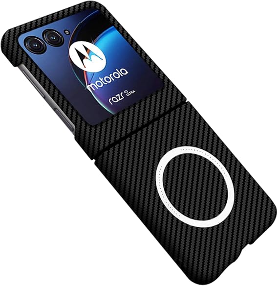 Magnetic for Motorola Razr 60 Case Compatible with MagSafe Carbon Fiber Slim Thin & Lightweight Aramid Fiber PC Back Scratch-Resistant Drop Protection Shockproof Cover, Black
