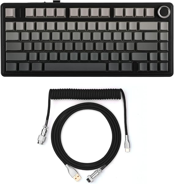EPOMAKER x Aula F75 Gasket Mechanical Keyboard+Black Mix 1.8m Coiled Keyboard Cable with Detachable Metal Aviator