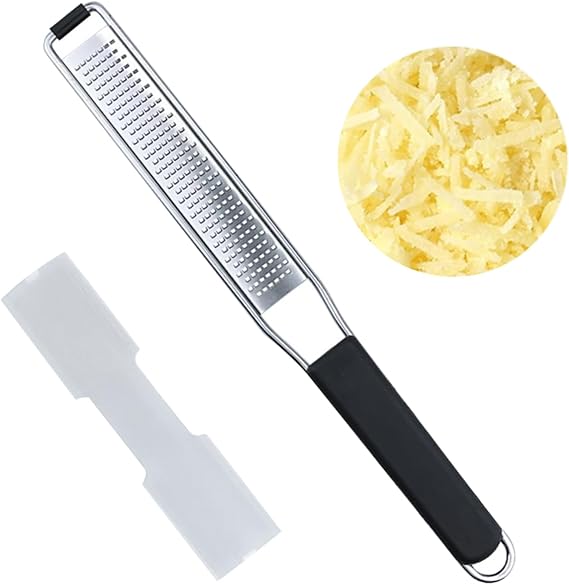 Cheese Grater & Lemon Zester, Sharp Stainless Steel Fine Grater for Parmesan, Lemon, Ginger, Garlic, Nutmeg and Chocolate, with Protective Cover