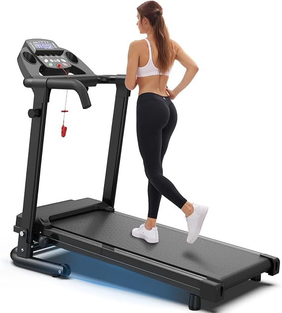 Treadmill for Home, Smart Electric Treadmill Folding Walking Pad with APP Control, 12 Programs, 2.5 HP Motor, 0.5-6.0 MPH Speed, 300 LBS Capacity, Phone Stand & Cup Holder