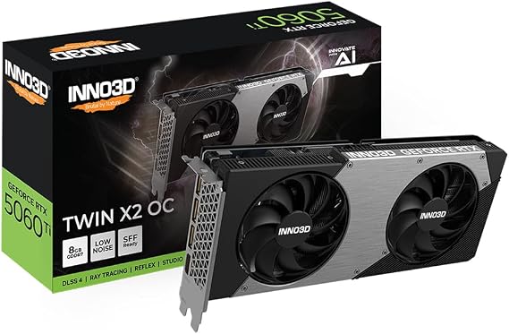 Inno3D GeForce RTX5060Ti 8GB Twin X2 OC 128Bit GDDR7 Reflex 2 Ekran Kartı N506T2-08D7X-193075N
