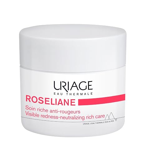 URIAGE Roseliane Anti-redness Rich Cream | With Green Pearls, Shea Butter, Ginseng & Algae Extracts, Soothes, Hydrates, Reduces Redness, Paraben-Free, Non-Comedogenic, 50 mL / 1.69 fl oz