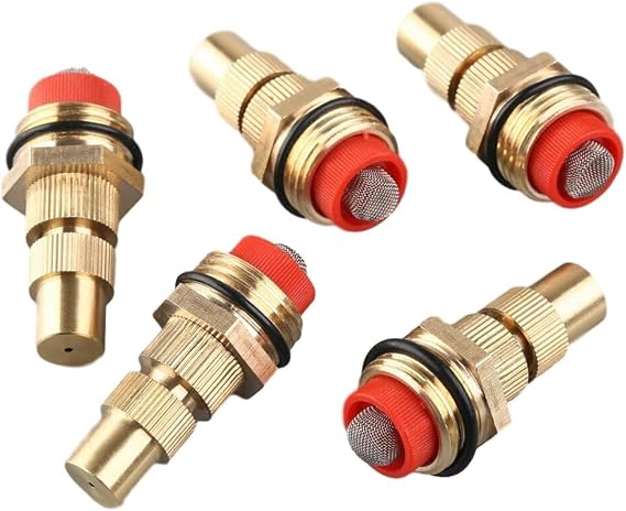 KiraKira Adjustable Misting Spray Nozzle 5 Pack 1/2 Inch DN15 Brass Sprinkler Head Garden Irrigation Greenhouse Evaporative Cooling System