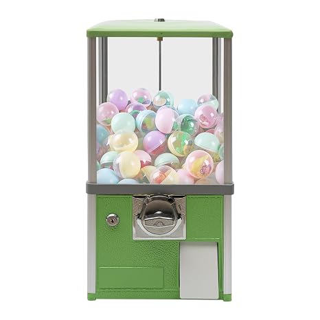 Vending Machine, Commercial Candy Gumball Machine, Automatic Capsule Vending Machine for Retail Stores, Round Capsules Bouncy Ball Dispenser for 1.77-1.97in, Suitable for 25 Cent Coin (Green)