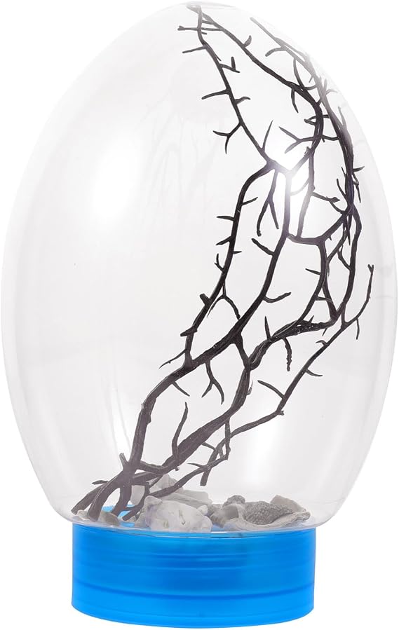 Mini Desktop Fish Tank LED Revolving Base Aquarium Closed Aquatic Ecosystem Blue Bottom Cover Self-Growing Aquatic Sphere for Home Office Decor