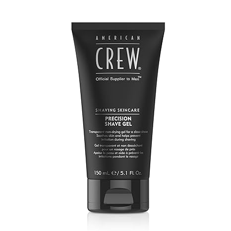 American Crew Men's Precision Shave Gel, Non-Foaming, 5.1 fl oz | Non-foaming, non-drying shave gel for a quick, close shave. Soothes & protects skin. For normal to thin beard types.
