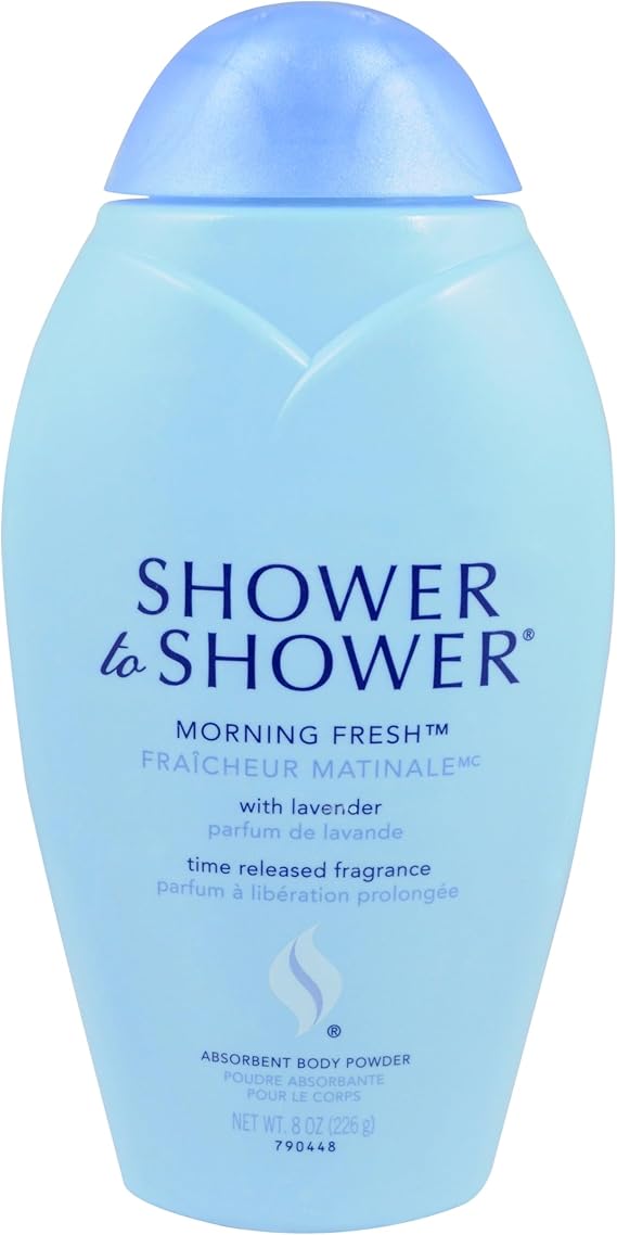 Shower to Shower Morning Fresh Body Powder with Lavender for Men & Women, Talc Free, Sweat Absorbing, Prevents Chafing & Odor, Deodorizing All Over Body Powder for Long Lasting Freshness, 8 OZ