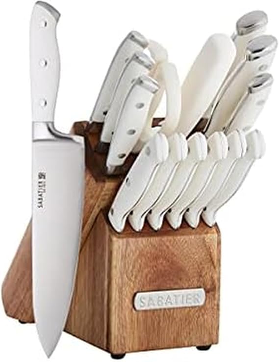 Sabatier 15-Piece Forged Kitchen Knife Block Set, High Carbon Steel