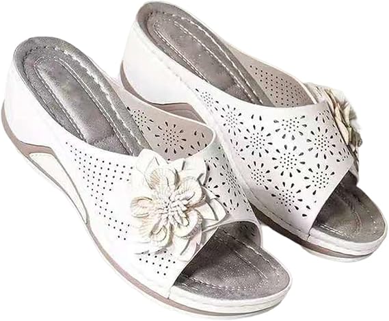 VALINK Women Floral Sandals - 2022 Sandals Open Toe Hollow Out Wedge Sandals Casual Summer Slip-On Slippers Platform Sandals