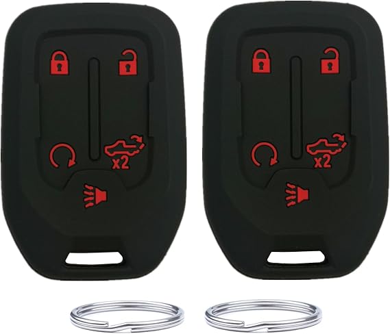 Silicone Key Fob Cover Compatible with for 2019 2020 2021 Chevrolet Chevy Silverado 1500 2500HD 3500HD GMC Sierra 1500 2500HD 3500HD HYQ1EA 13529632 13591396