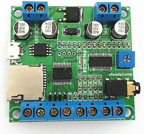 4 Buttons Triggered MP3 Player Board with 10W Amplifier and Terminal Blocks