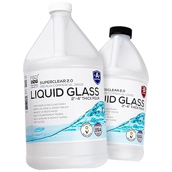 Superclear Liquid Glass Deep Pour Epoxy Resin, 2-4 Inch Clear Casting Resin for River Tables, Live Edge Wood,Molds, Food Safe, Zero VOC, Bubble Free (1.5 Gallon Kit, Without Pigment Pack)