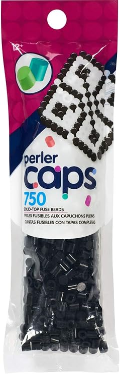 Perler Solid-Top Caps Fuse Beads, Black, 750pcs