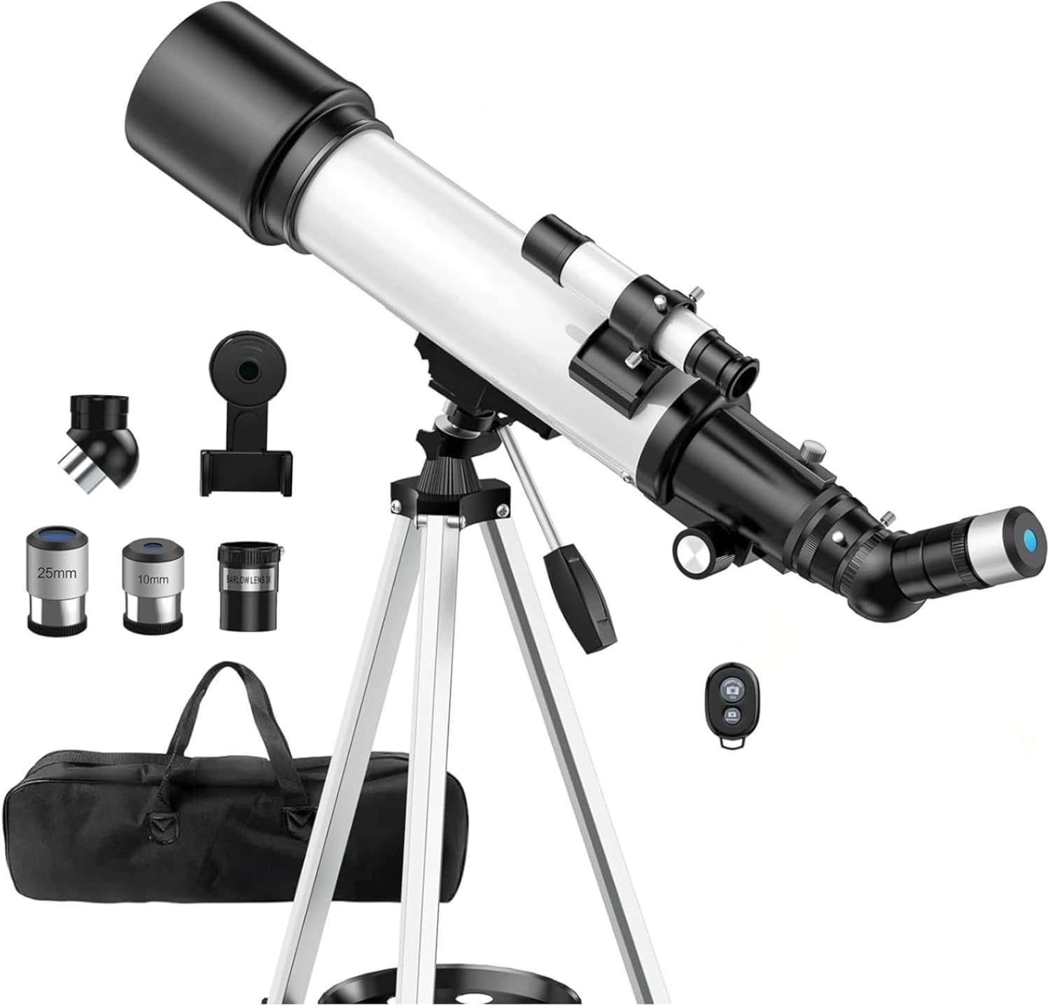 Tripod Telescope for Beginners - 150X Magnification Capacity, 70mm Lens Aperture, 400mm Focal Length, High Image Quality, Easy Installation, Astronomical Telescope with Bag