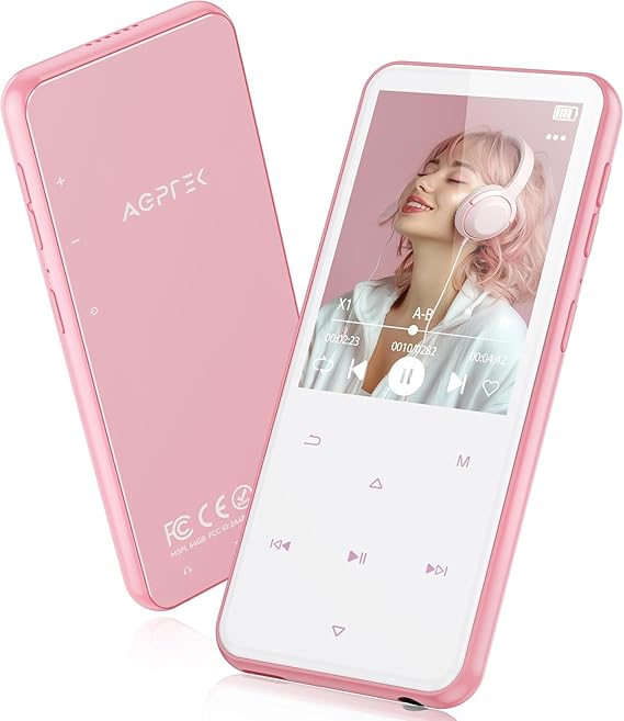 AGPTEK 64GB MP3 Player with Bluetooth, M3 2.4'' Player with Speaker