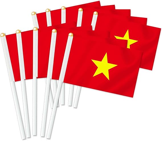 25 PCS Vietnam Handheld Small Flag, Vietnamese Hand held Mini Decor Decoration Banner