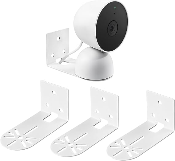 Google Nestカメラマウント 小型 粘着 メタル 3個パック Google Nest 屋内 第2世代 有線セキュリティカム用 調節可能な壁マウントカメラブラケット 最適な視野角 ホワイト