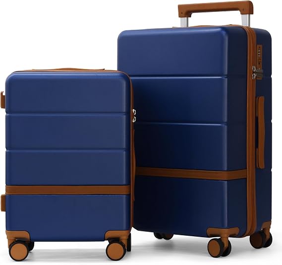 2 Piece Luggage Set with TSA Lock, 20/24 Inch Hardshell Suitcase with Silent Spinner Wheels Lightweight Carry on Luggage Travel Checked Luggage with Double Explosion-Proof Zippers