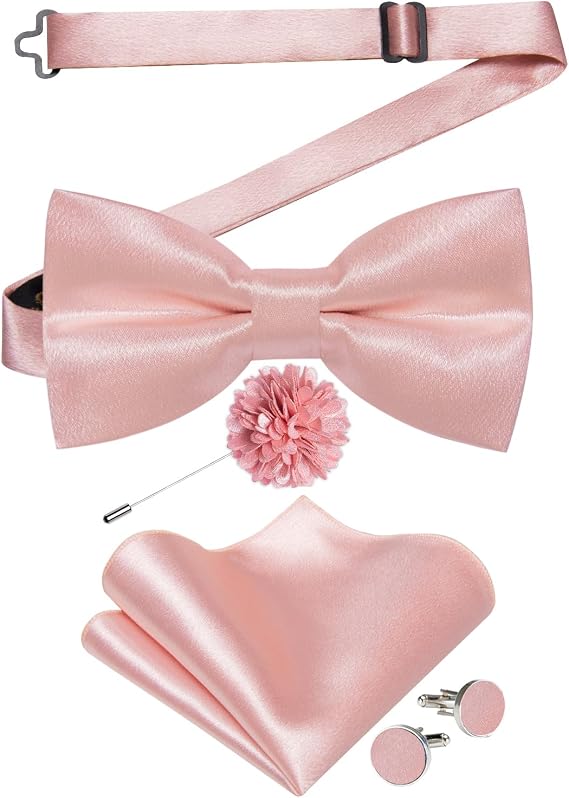 DiBanGu Satin Pre-tied Bowtie Shiny Bow Tie Set 5PCS for Men