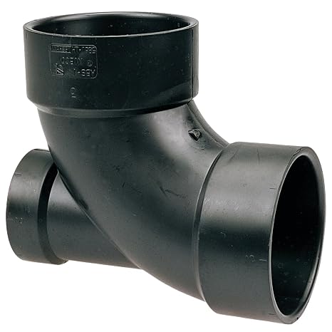 NIBCO Fig No 5861-LH, 4 in. x 4 in. x 2 in. ABS DWV 90 Degree Elbow with Low Heel Inlet All Hub, Solvent Weld