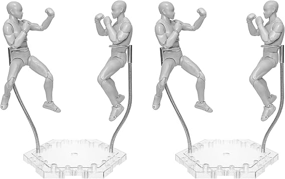 Action Figure Stand Set,Stand for Action Figures with 2 Bases, 4 Bendable Arms & 4 Adjustable Clips,Fits 6-Inch Figures Compatible with Gundam HG/RG/SD 1/144 Scale, Marvel Legends, S.H.Figuarts