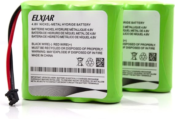 (2-Pack) 4.8V 2000mAh Ni-MH Battery for DSC WTK5504, WS4920HE
