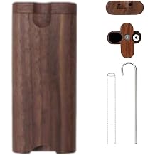 Wooden One Hitter Kit with Metal Pipe & Needle, One Hitters Storage Box and Storage Container Wooden Swivel Cap for Thanksgiving, Halloween, Christmas, New Year's Da(Walnut)