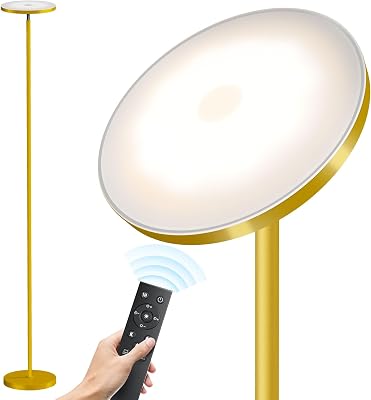 SUNMORY Floor Lamps for Living Room, 32W3000LM Super Bright LED Floor Lamp with Remote Control, 69 Tall Standing Lamp with Stepless Dimmable, Modern Torchiere Corner Lamp for Bedroom, Office