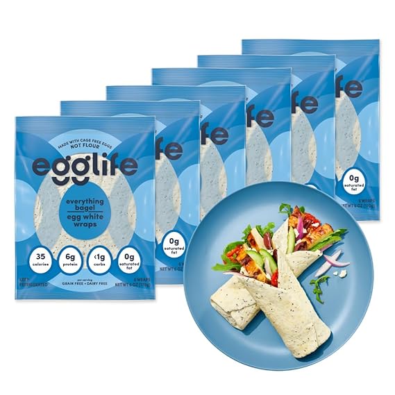 egglife egg white wraps, Everything Bagel, Egg White Wraps, 36 Total Wraps (6-6 Packs) - Gluten Free, Dairy Free, No Flour, Sugar Free, Keto Friendly, Paleo, Low Net Carb, Protein Packed