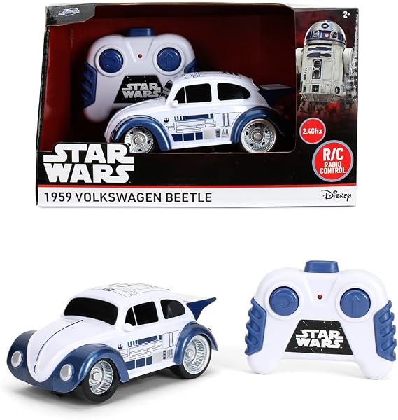 Jada Star Wars R2-D2 Volkswagen Beetle RC Car 1:32 Scale Simple Function Remote Control Toy Toys