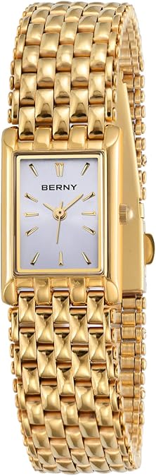 BERNY Vintage Gold Watch for Women Ladies Quartz Stainless Steel Bracelet