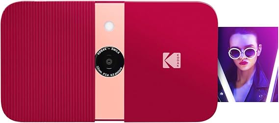 Zink KODAK Smile Instant Print Digital Camera Slide-Open 10MP Camera w/2x3 ZINK Printer (Red)
