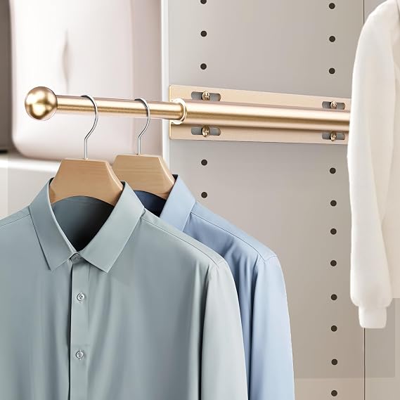 Supforce 12" Valet Rod for Closet Pull Out for Wardrobes RV, Matte Gold | Aluminum, Slide Out & Hang Easily, Extra Closet Space, Keep Tomorrow's Outfit Ready, Post-Ironing Hanging Solution, Foldable