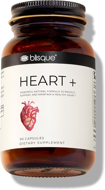 Blisque Natural Blood Pressure Support Supplement for Heart Health and Circulation | Doctor-Approved | with 200 mg CoQ10, Hawthorn Berry, Beet Root, Turmeric | 90 Capsules
