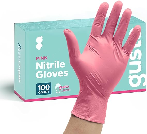 GUSTO Disposable Pink Nitrile Gloves