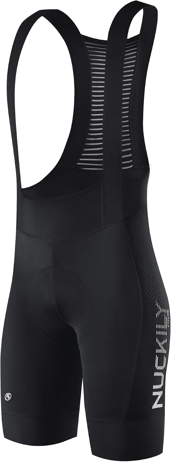 Mens Padded Cycling Bib Shorts Bike Bib Shorts with Pockets MTB Underwear for Road Bike Mountain Bike Riding, Black