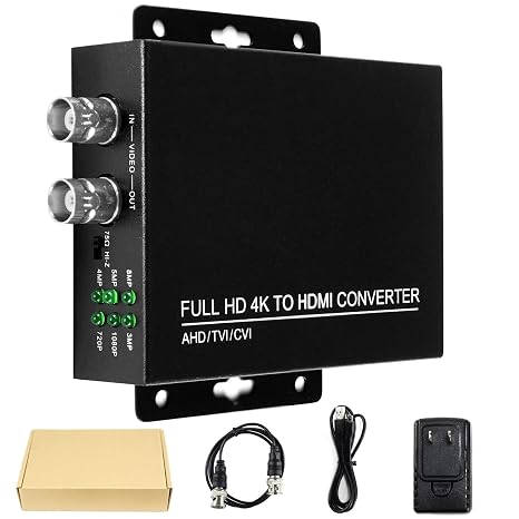 TVI CVI AHD CVBS to HDMI Converter,WANLUTECH Full HD 4K 8MP/5MP/4MP/3MP/1080P/720P BNC to HDMI Converter Adapter for Monitor HDTV DVR