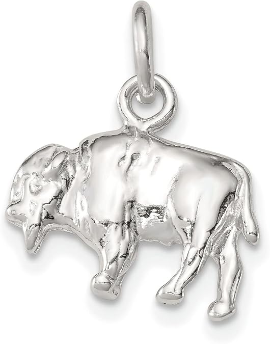 Sterling Silver Buffalo Charm Pendant Bison Jewelry